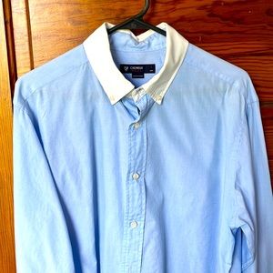 Light blue dress shirt with white collar